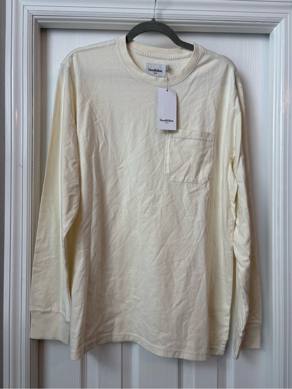Goodfellow & Co Cream Long-Sleeve Pocket Tee